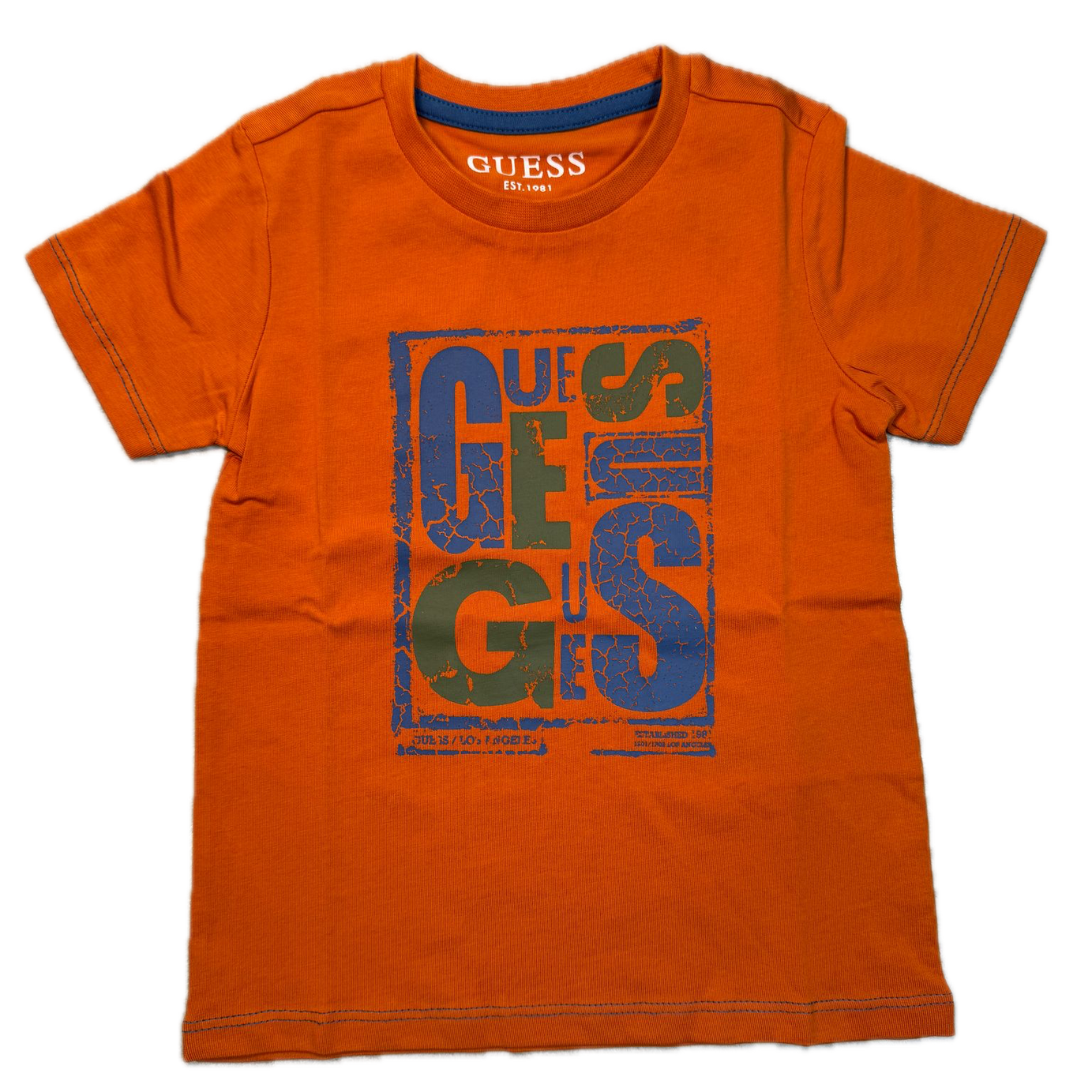 GUESS Kinder T-Shirt Orange mit Print – 100% Baumwolle