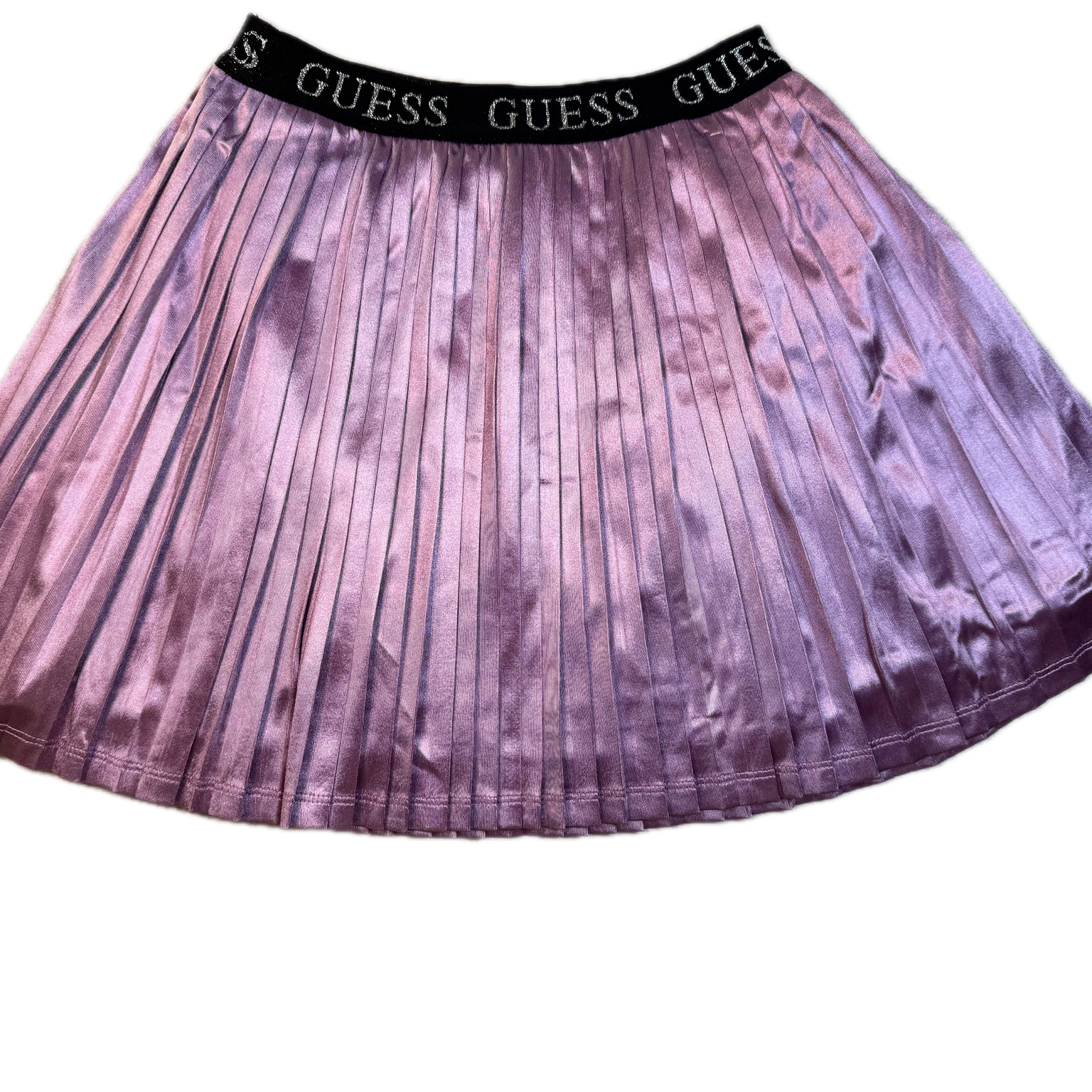 GUESS Mädchen Faltenrock aus Satin mit elastischem Logo-Bund – Lila