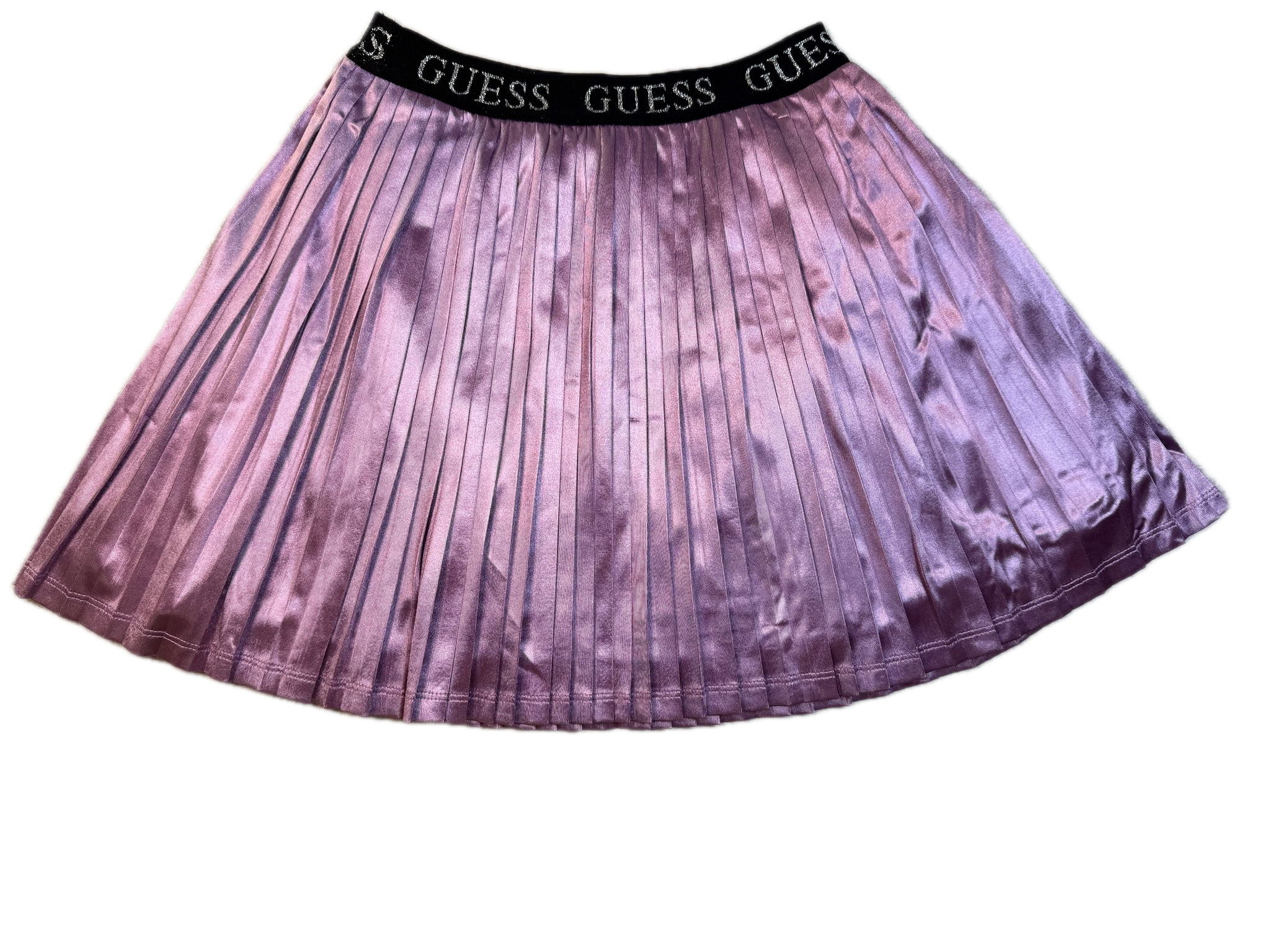 GUESS Mädchen Faltenrock aus Satin mit elastischem Logo-Bund – Lila