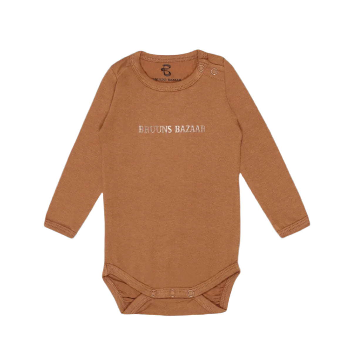 BRUUNS BAZAAR Baby Langarm-Body – Zimtbraun mit Logo