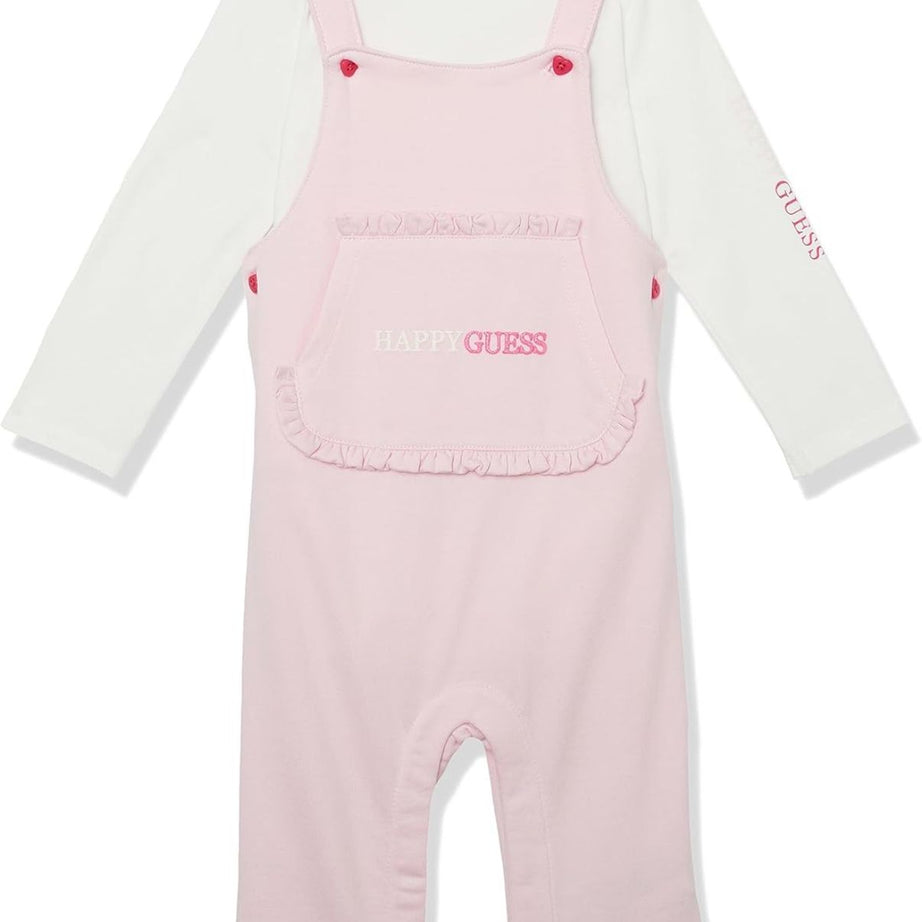 Zweiteiliges Baby-Set – Langarm-Body & Latzhose „HAPPY GUESS“